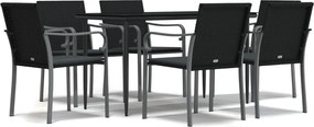 vidaXL Set mobilier de grădină cu perne, 7 piese, poliratan și oțel