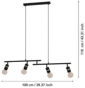 Lustră pe cablu LURONE 4xE27/10W/230V Eglo 900177