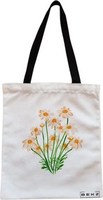 Sacosa de Panza pentru Cumparaturi, Geanta Tote, model Margarete, Cu fermoar, 38x34.5 cm, Alba, BEKZ®