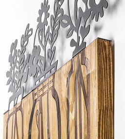 Accesoriu Decorativ de Perete Flower 5, Lemn / Metal