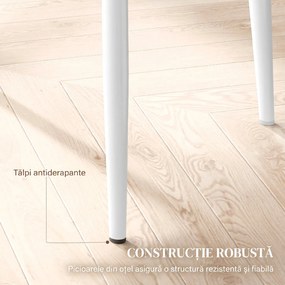 HOMCOM Set 6 Scaune de Sufragerie Tapițate cu Spătar Înalt, Tălpi Antiderapante și Picioare din Oțel, 41x50x97 cm, Alb | Aosom Romania