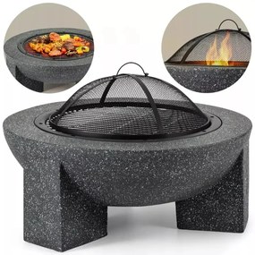 Focar portabil cu grătar, 79,5 x 38 cm, negru/granit închis