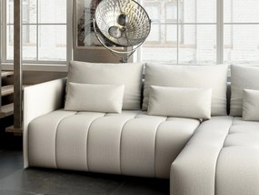 Colțar extensibil dumonde cu ladă de depozitare si sezut confortabil din spuma high-density, Malta Enjoy Beige II 235x185 cm