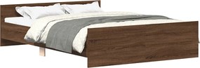 vidaXL Cadru de pat cu tăblie la cap/picioare, stejar maro, 140x190 cm