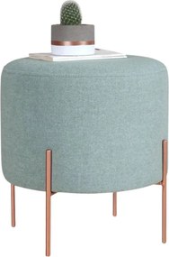 Taburet COPPER 43, verde menta/cupru, material textil/otel, 40x40x42 c