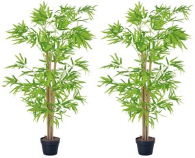 Outsunny Lot de 2 bambusi artificiali Inaltime 1,5 m 644 Frunze dense realiste Ghiveci Inclus Negru cu Lichen Verde | Aosom Romania