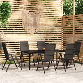 Set de mobilier pentru gradina, 7 piese, negru Lungime masa 200 cm, 7