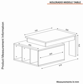Masă de cafea Kolarado White Walnut