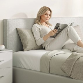 HOMCOM Tăblie de perete cu aspect de in, 140 x 60 cm, tăblie suspendată capitonată pentru dormitor, crem | Aosom Romania