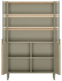 Vitrină Amilio 100 cm pentru living - eucalipt / stejar baltic dune / mânere stejar natural