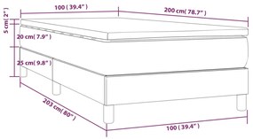 Pat box spring cu saltea, cappuccino, 100x200cm piele ecologica Cappuccino, 25 cm, 100 x 200 cm