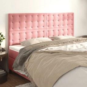 3116837 vidaXL Tăblii de pat, 4 buc, roz, 100x5x78/88 cm, catifea