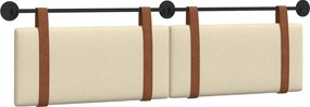 vidaXL Cap de pat suspendat Pe perete Crem 190 x 55 x 5 cm PU antic