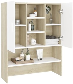 Dulap masina de spalat, alb si stejar sonoma, 70,5x25,5x90 cm alb si stejar sonoma