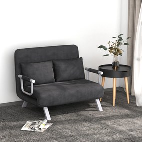 HOMCOM Canapea Extensibilă cu Șezut Reglabil în 5 Poziții și Perne Detașabile, Canapea din Imitație de Piele, 105x80x78 cm, Gri | Aosom Romania