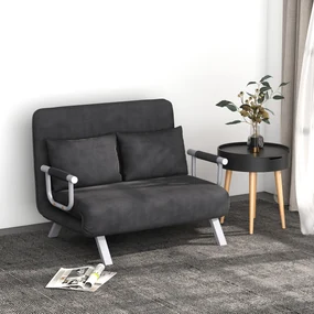 HOMCOM Canapea Extensibilă cu Șezut Reglabil în 5 Poziții și Perne Detașabile, Canapea din Imitație de Piele, 105x80x78 cm, Gri | Aosom Romania