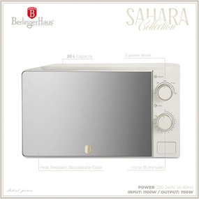 Cuptor cu microunde 20L Sahara Berlinger Haus BH 9903, crem mat