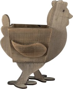 Jardinieră decorativă din lemn, în formă de găină, 35x18x40 cm, stil rustic