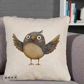 Perna Decorativa Pasare cu Aripi Intinse, 40x40 cm, Bej Canapea, Husa Detasabila, Perna Inclusa, BEKZ®