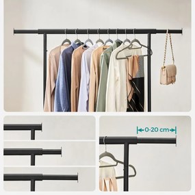 SongmicsHome Suport pentru haine INEZ cu roți, max.90kg, 83,5x45x160cm, negru