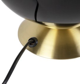 Lampă de masă Art Deco din alamă cu sticlă neagră - Pallon