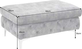 Taburete design Chesterfield, Catifea, Gri inchis, MODERN BAROCK