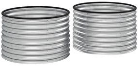 Outsunny Set de 2 jardiniere ridicate, din oțel galvanizat, cu fund deschis, 90 x 90 x 56 cm, argintie | Aosom Romania