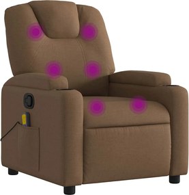 vidaXL Fotoliu de masaj rabatabil, maro, material textil