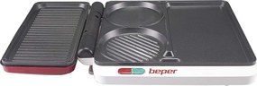 Resigilat: Gratar electric multifunctional Beper P101CUD500 4в1, 1000 W, 4 zone de gatit, Acoperire antiaderenta, Rosu