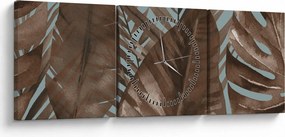 Tablou - Frunze de palmier acvarel (cu ceas) (90x30 cm)