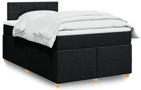 vidaXL Pat box spring cu saltea, negru, 120x200 cm, textil