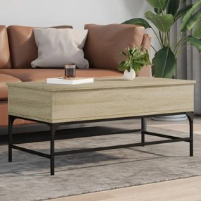 vidaXL Măsuță cafea stejar sonoma 100x50x45 cm lemn prelucrat și metal