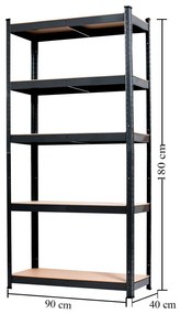 Raft rezistent 180x90x40 cm 175 kg negru