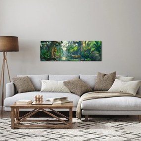Tablou - Ilustrare pădure tropicală (cu ceas) (90x30 cm)