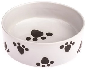 Bol ceramic pentru câine Paw alb, 15 x 5 cm