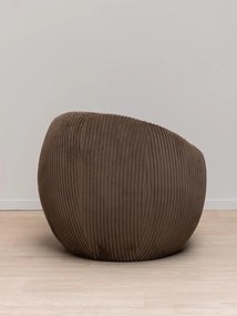 Fotoliu lounge rotund maro din catifea reiată, „Gelato Moka”