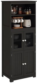 Bufet bucătărie HOMCOM cu sertare, dulapuri de depozitare multi-rangements dim. 60L x 30A x 162Î cm negru | Aosom Romania