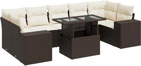 vidaXL Set canapele de grădină cu perne, 8 piese, maro, poliratan