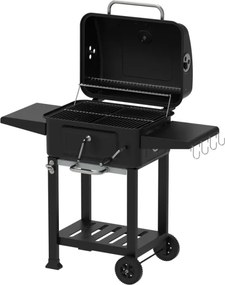Gratar pentru exterior Zilan ZLN3574, Fabricat din materiale durabile, Grila de gatit 54x42.5 cm din otel cromat, Termometru incorporat, Mobilitate