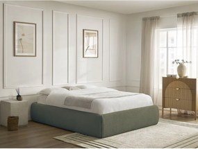 Pat matrimonial verde închis tapițat cu spațiu de depozitare/fără tăblie cu somieră 180x200 cm Inera – Bobochic Paris