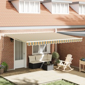 vidaXL Cort manual retractabil , verde și galben, 450 x 300 cm