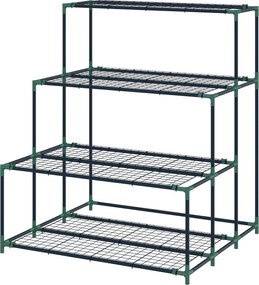 Outsunny Suport de plante cu 4 niveluri, înălțime 110 cm, suport de flori cu 24 de clipsuri, raft pentru plante din oțel Verde închis | Aosom Romania