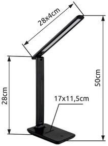 Lampă LED tactilă dimabilă de masă Globo 58439S BRIGHTON LED/5W/230V negru
