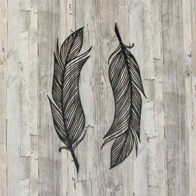 DUBLEZ | Autocolant din lemn - pene de pasăre pentru perete