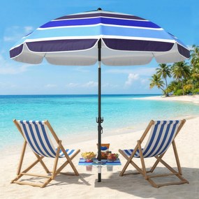 Outsunny Umbrelă de Plajă cu Măsuță și Suport pentru Pahare, din Metal și Poliester, Ø198x214 cm, Multicolor | Aosom Romania