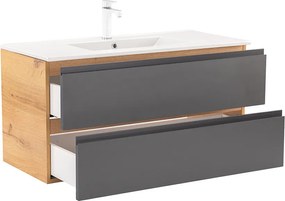 Vario Pull 100 dulap de bază cu chiuvetă stejar-antracite