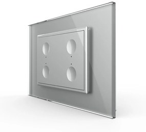 Intrerupator cvadruplu cap scara / cap cruce wireless cu touch Livolo cu rama din sticla, standard Italian – Serie noua