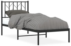 374427 vidaXL Cadru de pat metalic cu tăblie, negru, 75x190 cm
