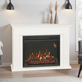 HOMCOM Șemineu Electric cu Flacără în 12 Culori, Telecomandă și Timer, 98x23.5x69.5 cm, Alb și Negru | Aosom Romania