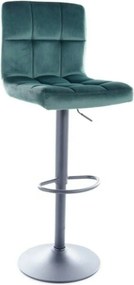 Scaun bar C105, verde/negru, stofa catifelata/metal, 42x39x96/117 cm